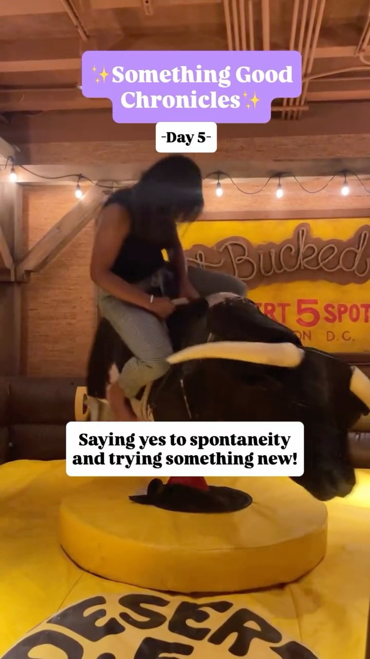 The long awaited recap is here!! ✨something good chronicles✨ - day 5 🥰

This is the result when you say yes to spontaneity, you open yourself up to play with life and see what fun surprises it has in store for you!

I had a great time meeting 4 strangers who quickly became friends for dinner and yes, bull riding! 🐂🤠

And the fun just continues... (see my story for the insider deets)

Next time you get the opportunity to try something new, say yes! ✨ something good may come out of it 🥰

And if you want some support cultivating a playful, open-hearted mindset to call in this juiciness, the 6 week love your summer challenge doors are open til midnight on Thursday! 

Join in on the magic, fun, play and goodness at the link in bio! 💕